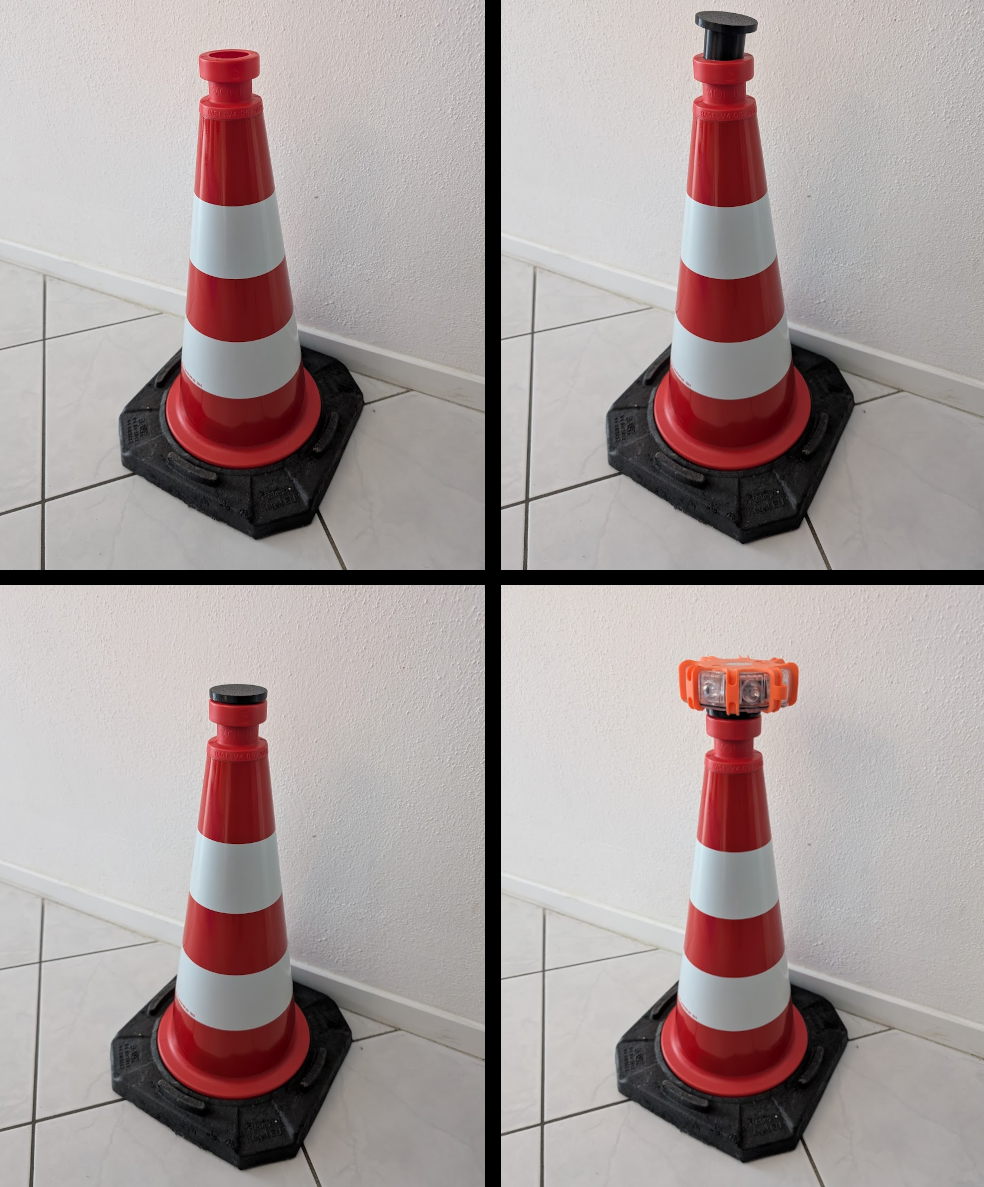Halter für magnetische Warnleuchten für Pylonen