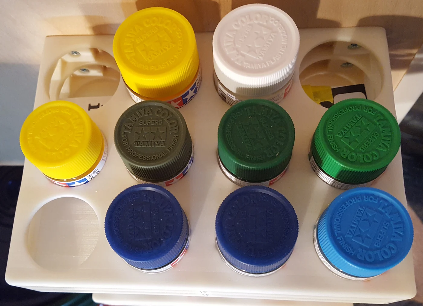 Tamiya Model Tabletop / Wall Mount Paint Bottle Holder / Storage - 10ml, 23ml, 46ml