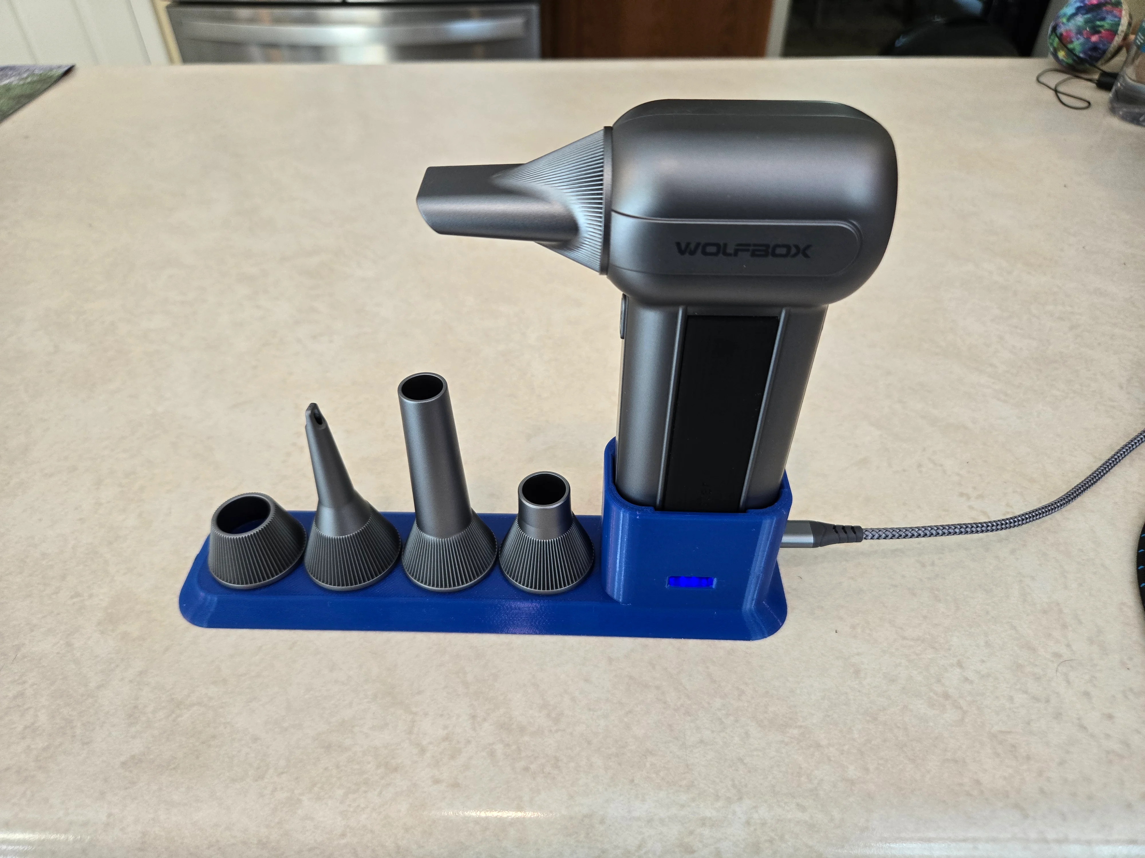 Wolfbox Megaflow MF100 Blower Duster Stand w/ LED Window and Charging Port