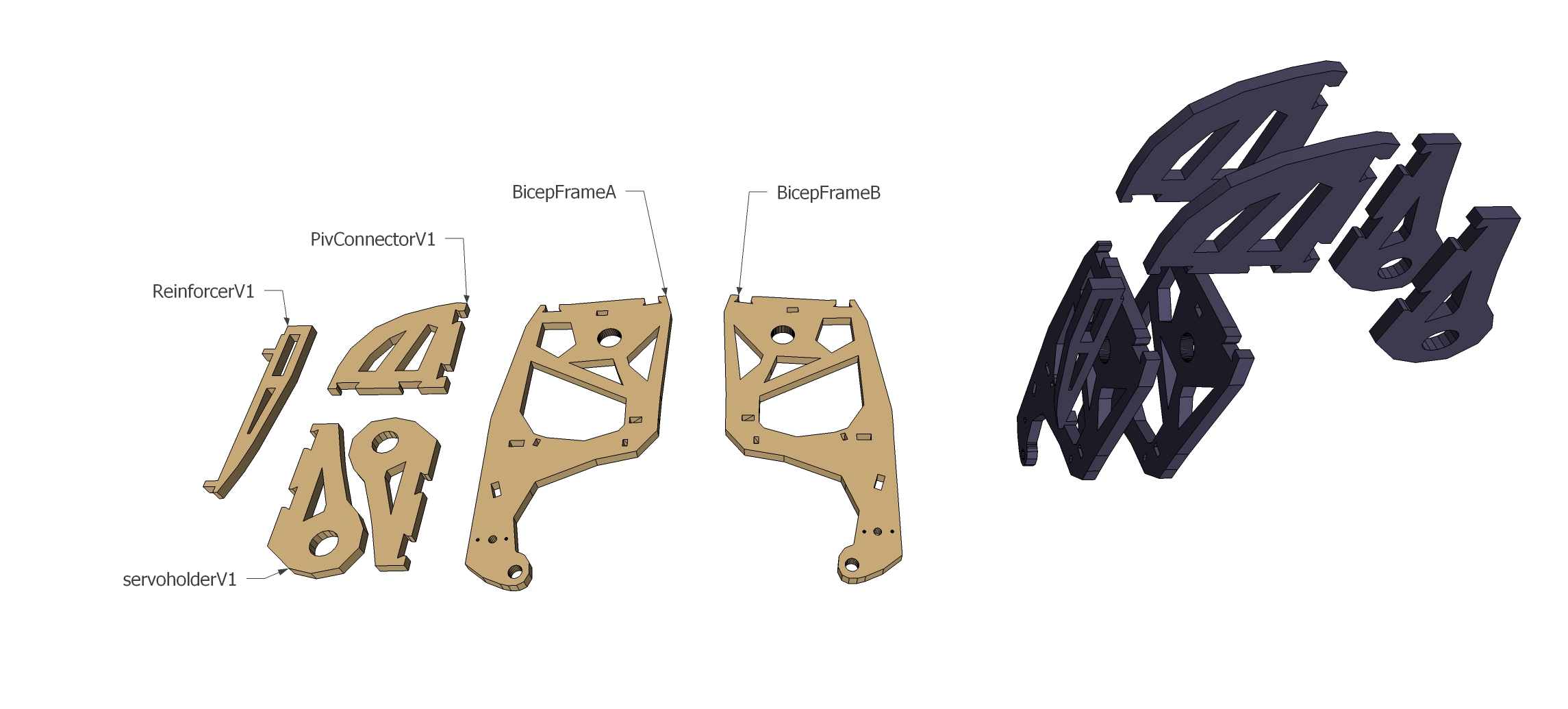 Inmoov Bicep Frame ,Dwg Format