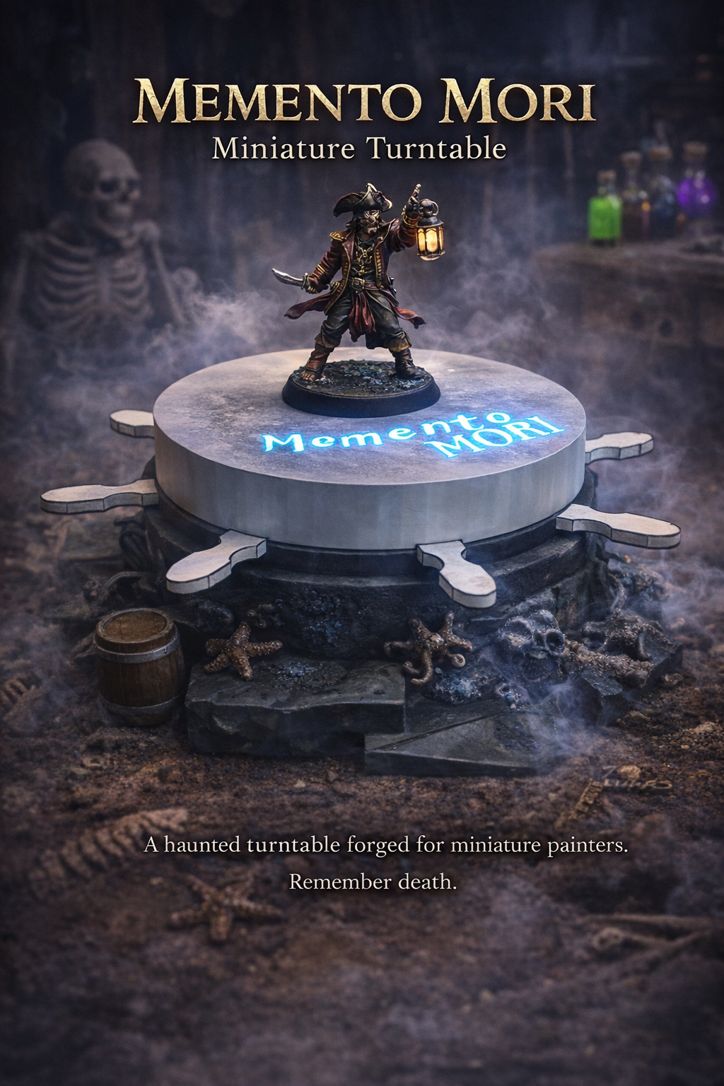 Painting Turn Table - Memento Mori The Cursed Mini Figure Turn Table - Perfect For Painting DND, Warhammer, Star Wars Legion, Moonstone, Marvel Crisis Protocol, ETC.