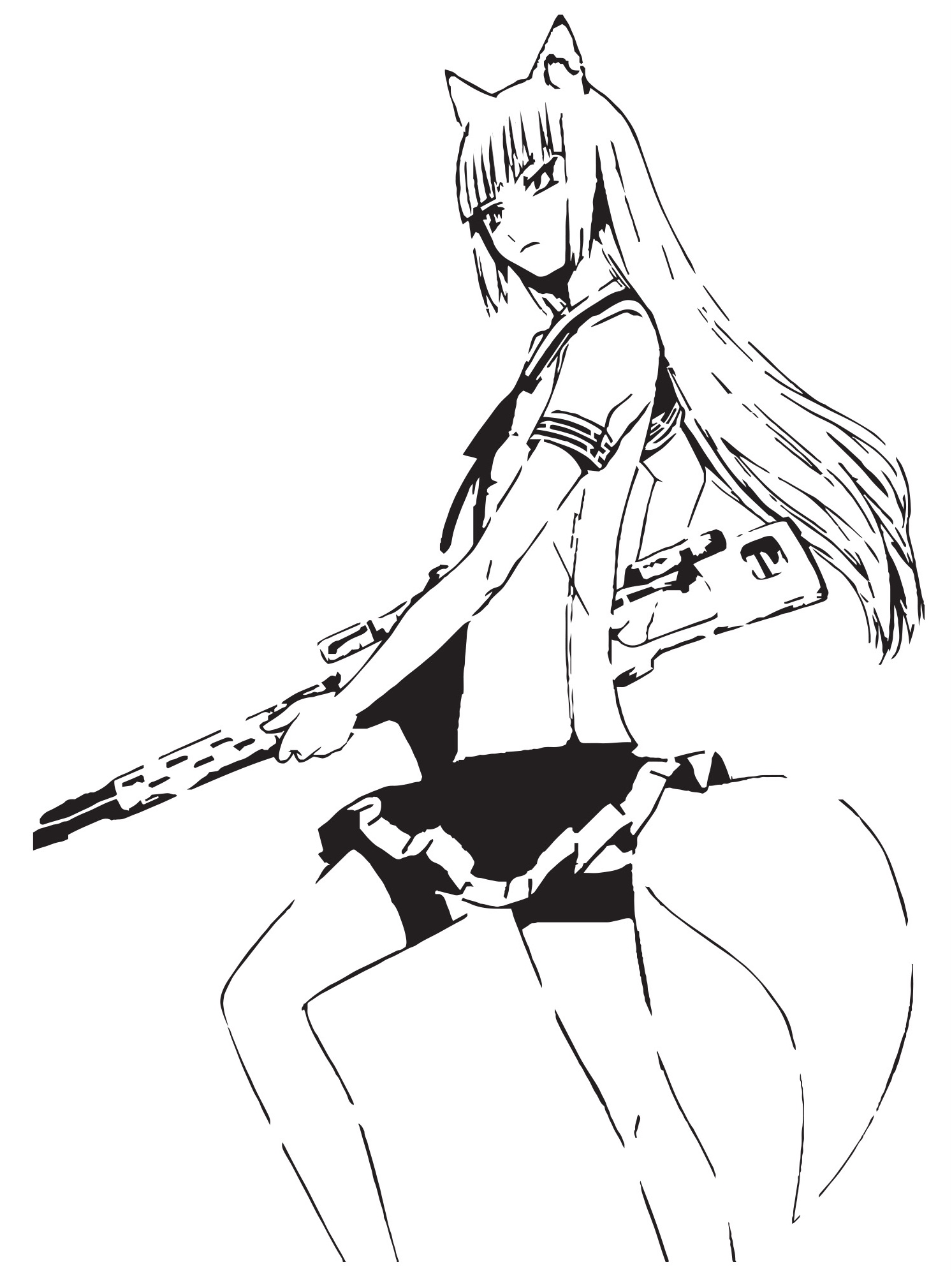 Anime Gun Girl stencil 3