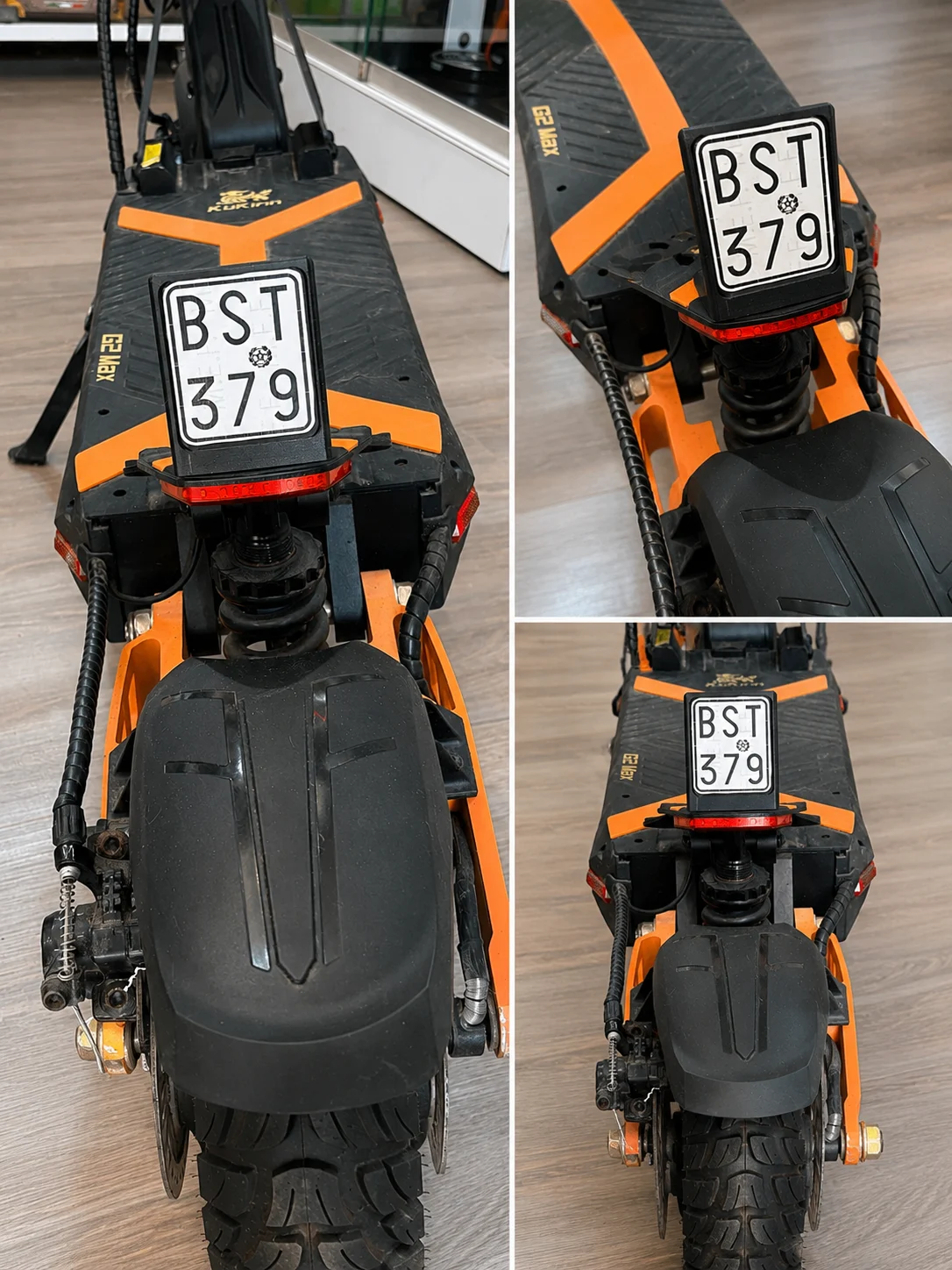 KuKirin G2 Max Rear License Plate Holder - Italian Scooter Plate Mount