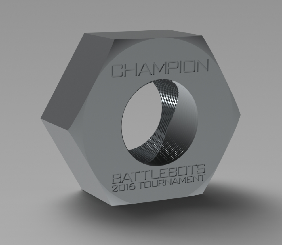 Battlebots Trophy Giant Nut 2016