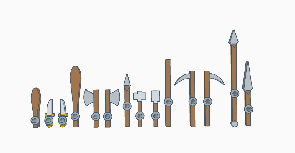 Flatminis Continued - Simple Melee Weapons