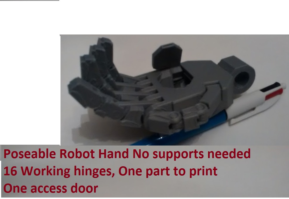 Robot poseable hand with access hatch