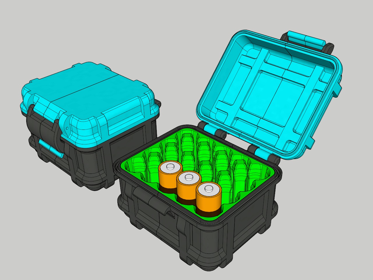 AA battery box with quick lock