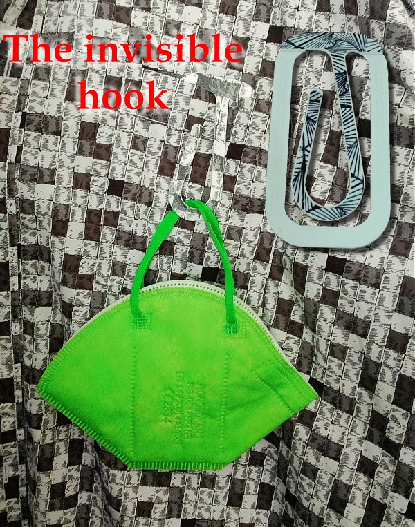 Mask hook for inside pocket 2 "invisible hook"