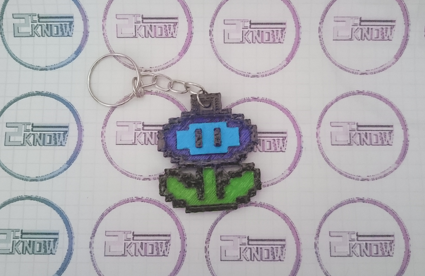 8bit Pixel Ice Flower Keychain - Super Mario World