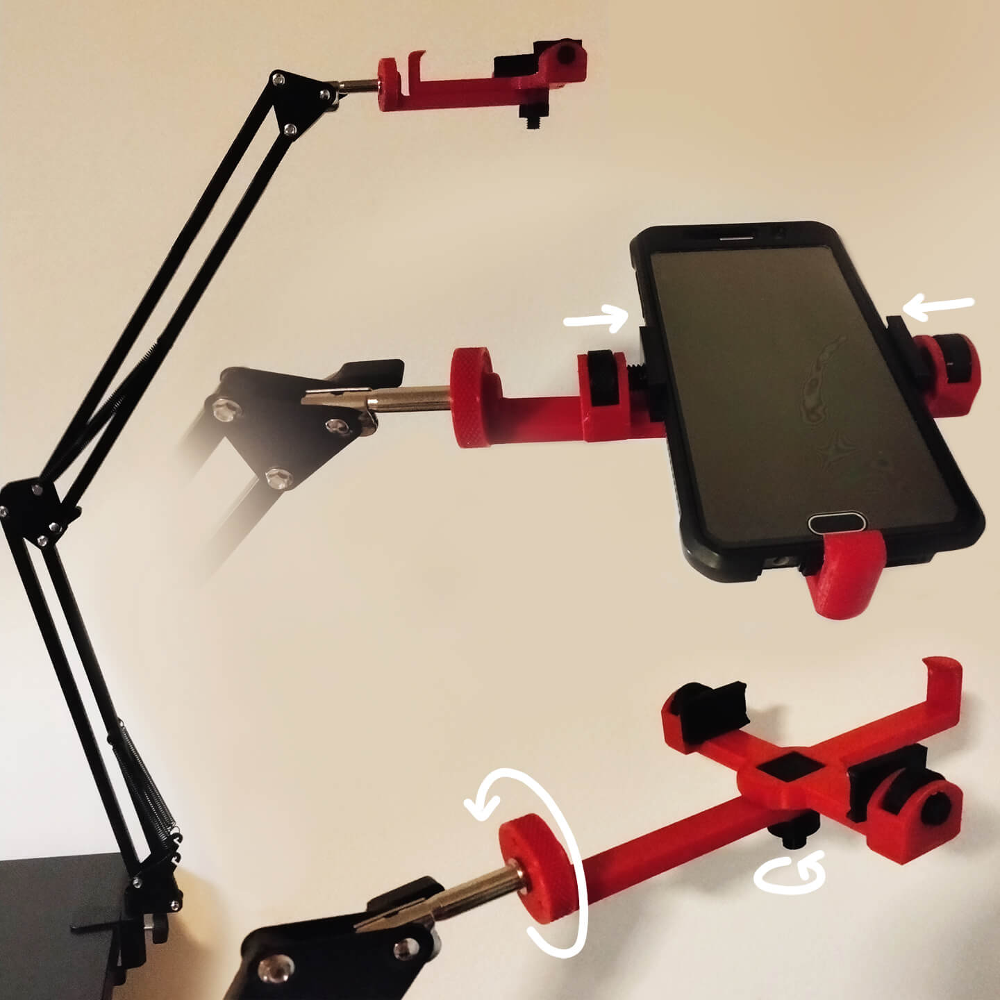 Mic Boom Arm Phone/Camera Holder Clamp
