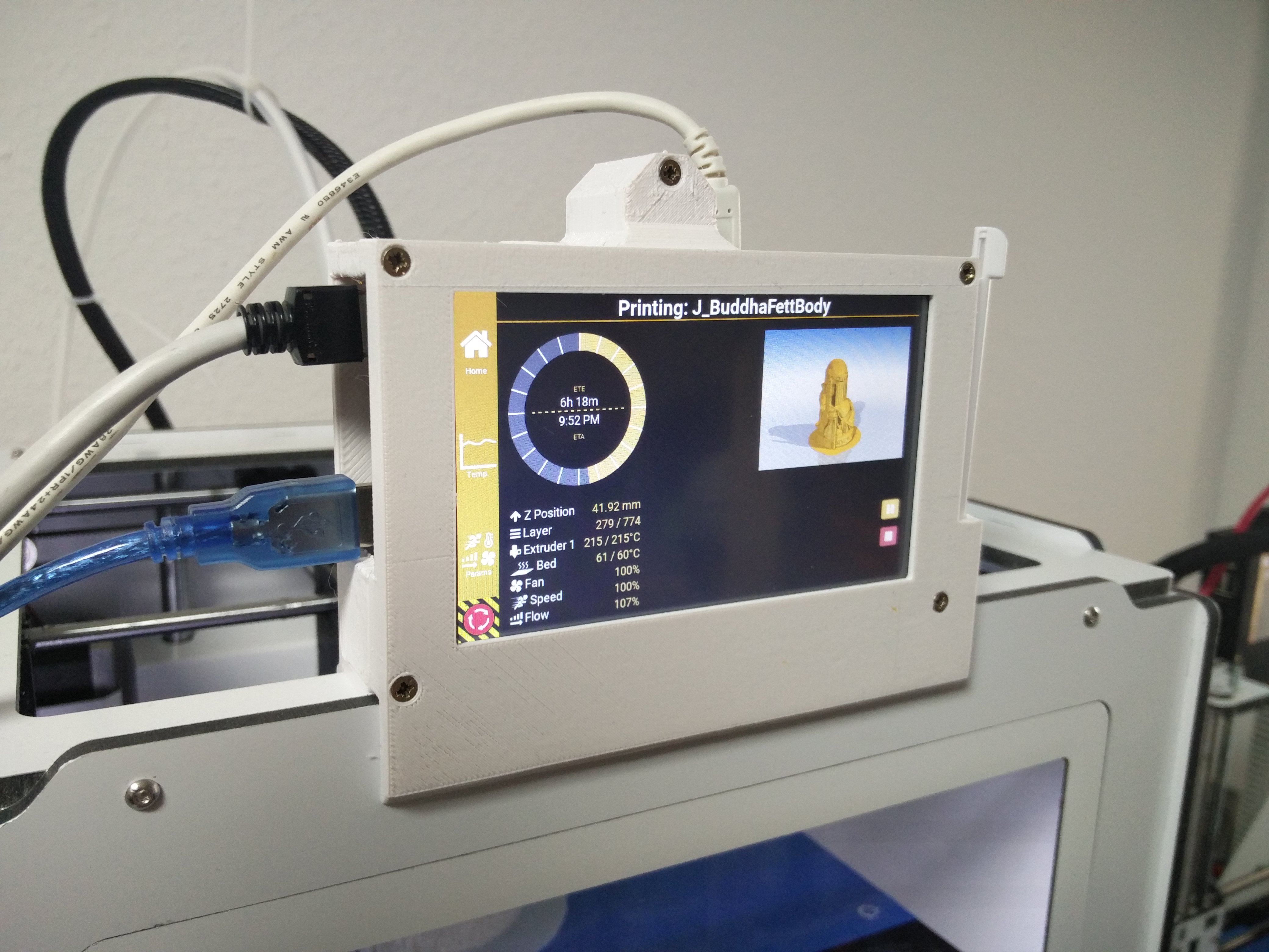 Ultimaker 2 Raspberry Pi 2&3 800x480 5" XPT2046 display case