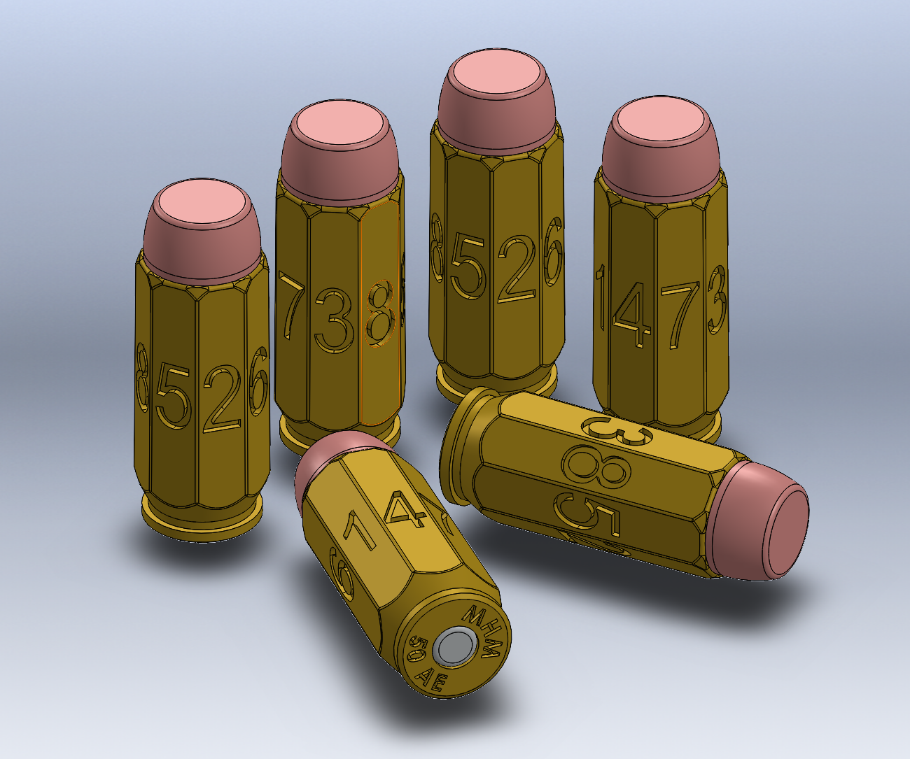 50 AE Bullet 8 Sided Dice - d8