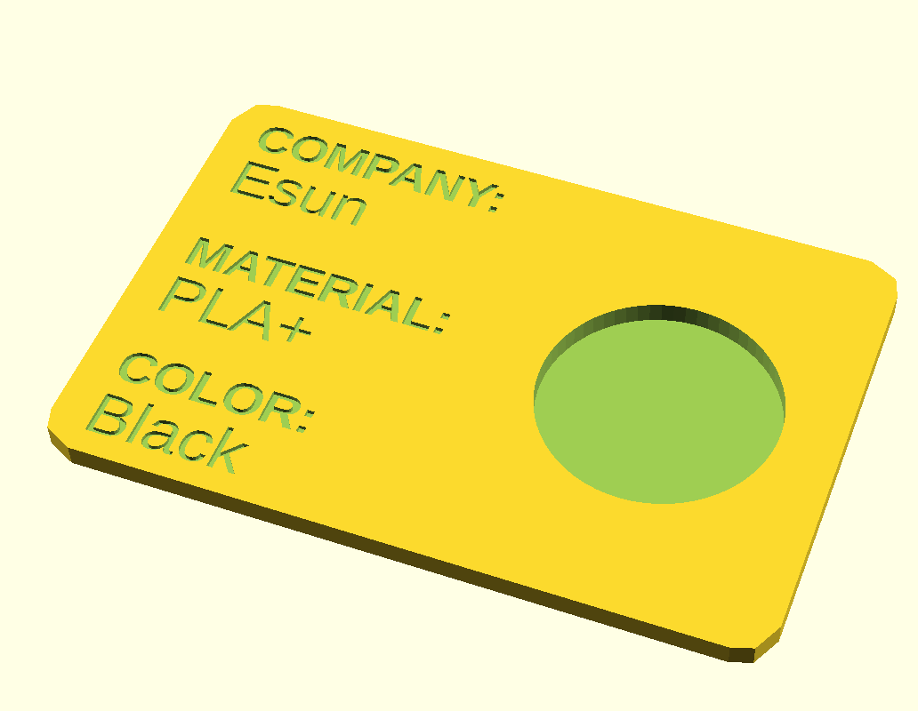 Parametric Filament Swatch with NFC Recess