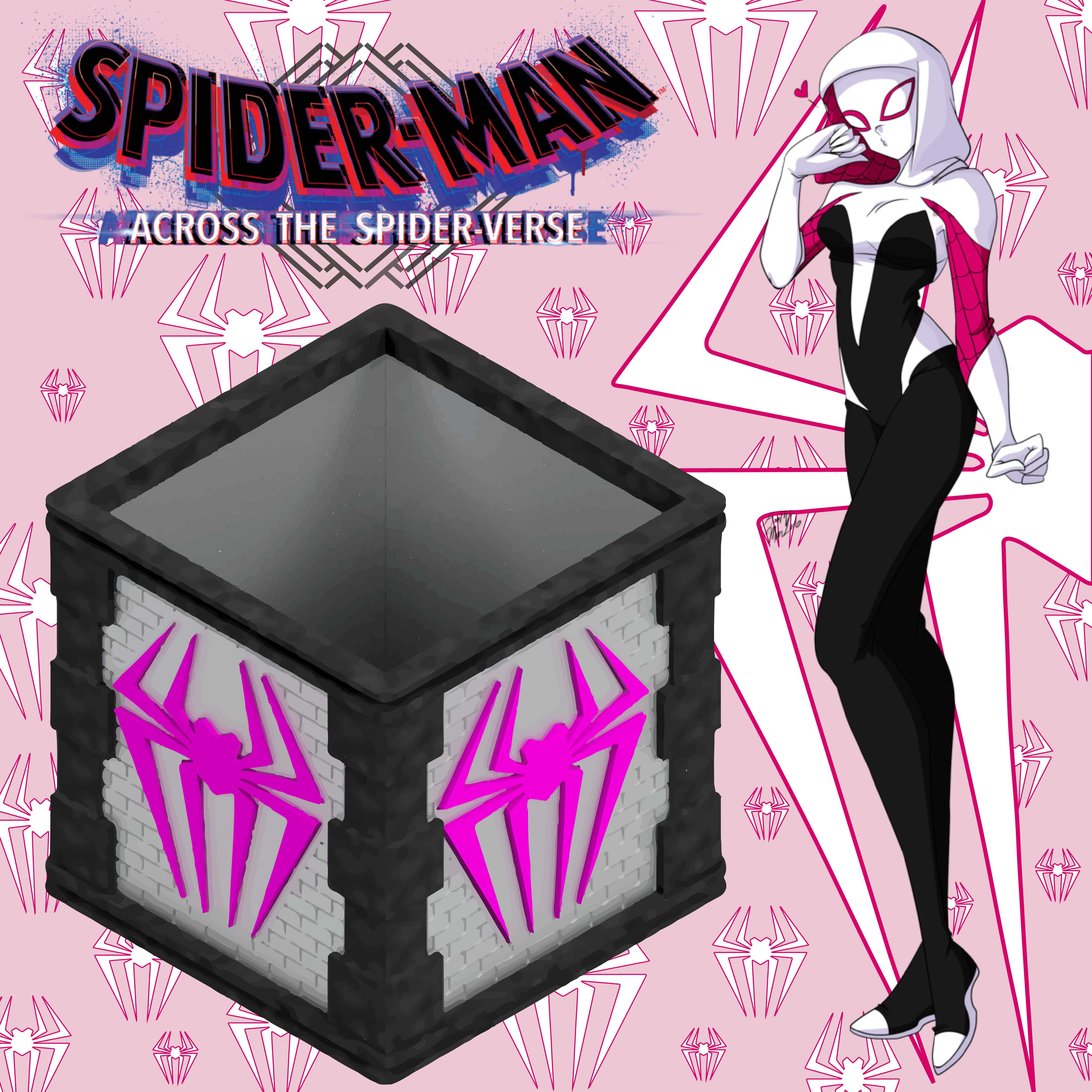 SPIDERMAN GWEN COMPLETE BOX, INTERCHANGEABLE WALLS, CEILING AND FLOOR LAMP