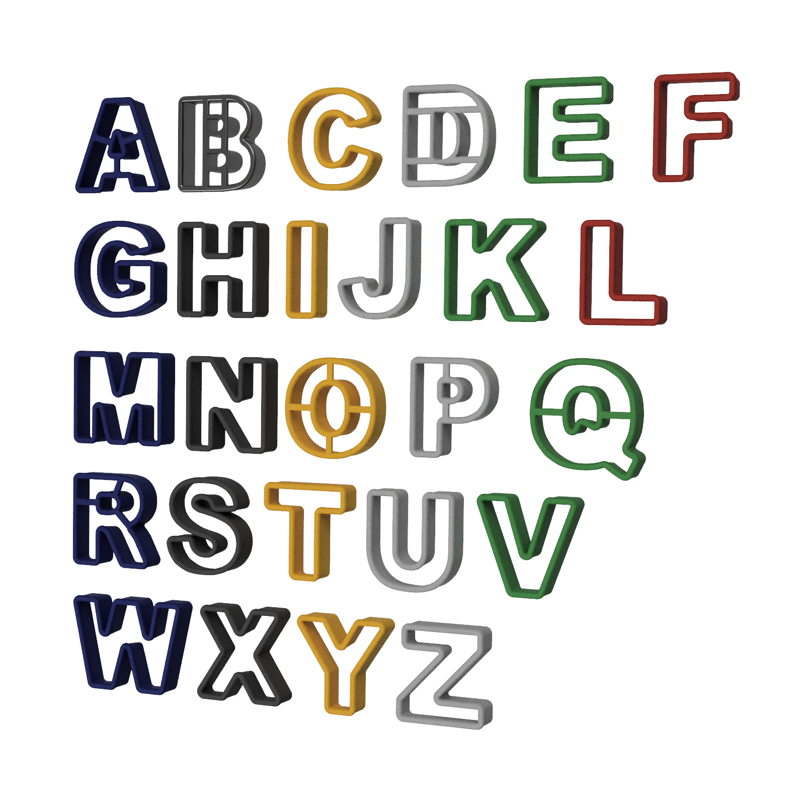 3D Printable A–Z Cookie Cutters (40 mm Tall Letters)