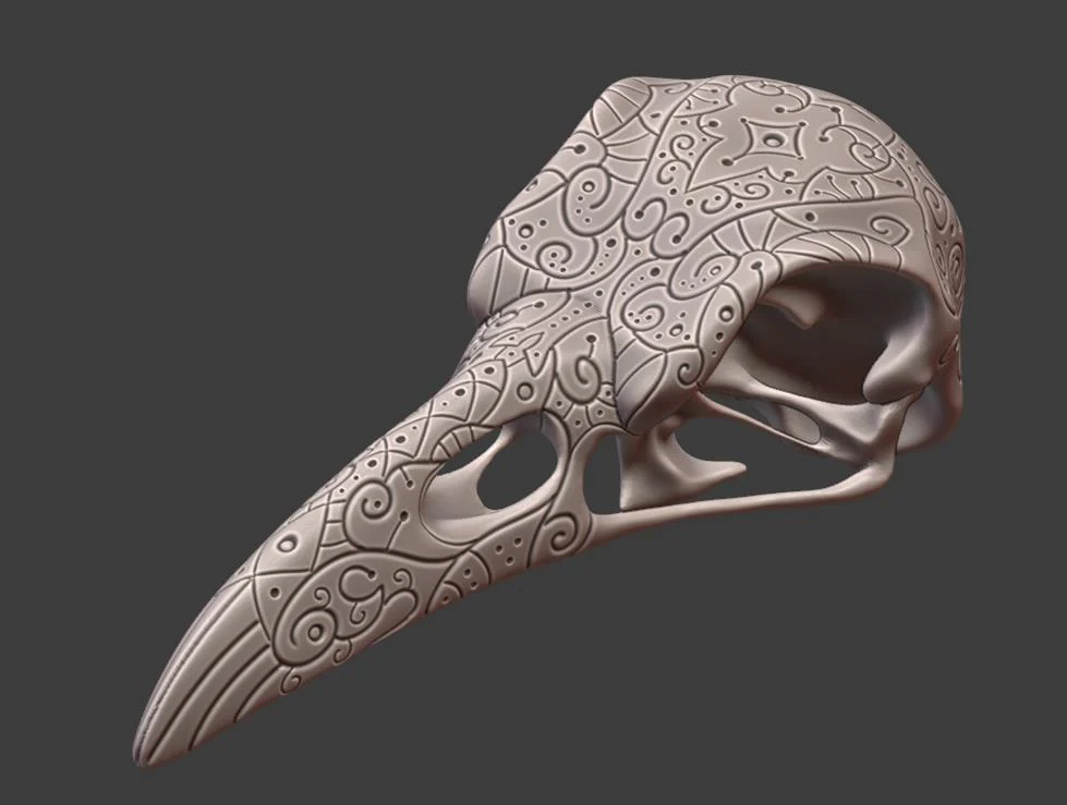 Raven Skull With Motif