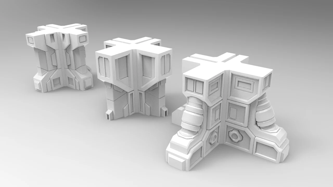 28mm Sci-fi building corners