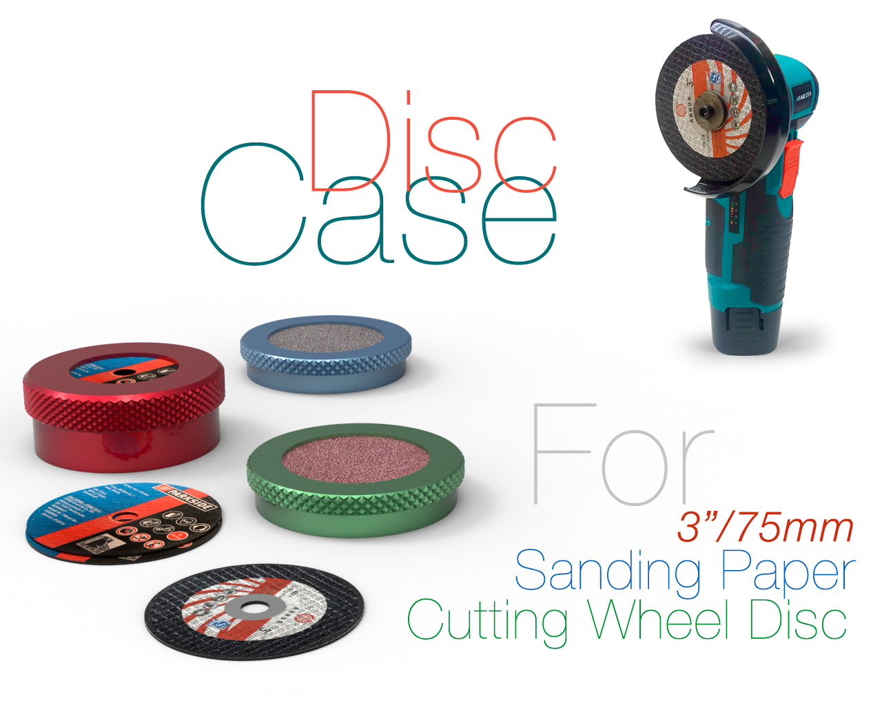 3" Cutting Wheel Disc Case for Angle Grinder and Sanding Paper