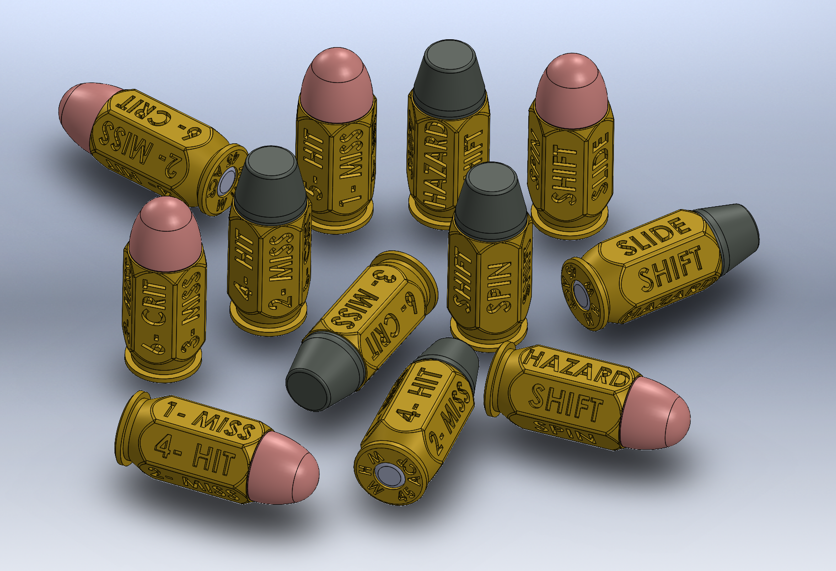 45 ACP Bullet Gaslands Skid and Attack Dice