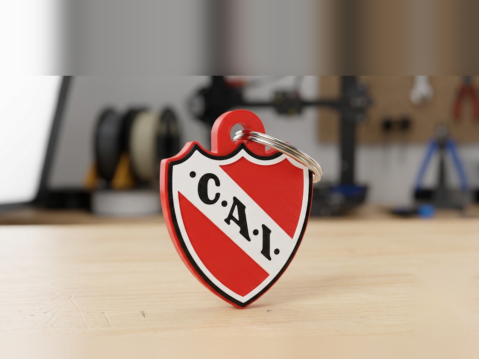 Llavero Independiente | Escudo Rojo 3D