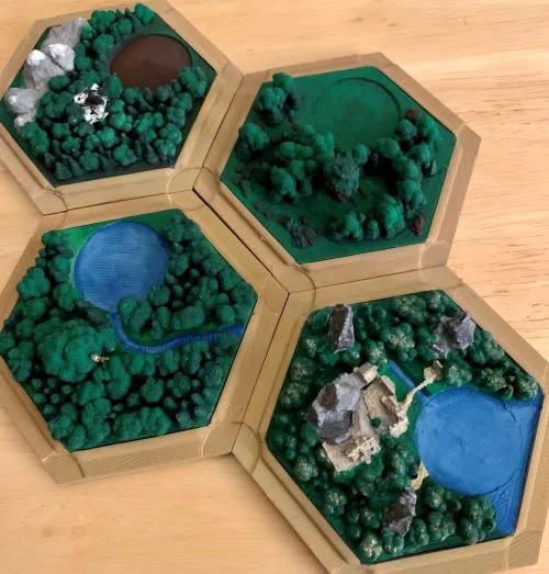 LOTR Catan Wood Hexes - Fangorn, Lorien, Mirkwood, & Rivendell