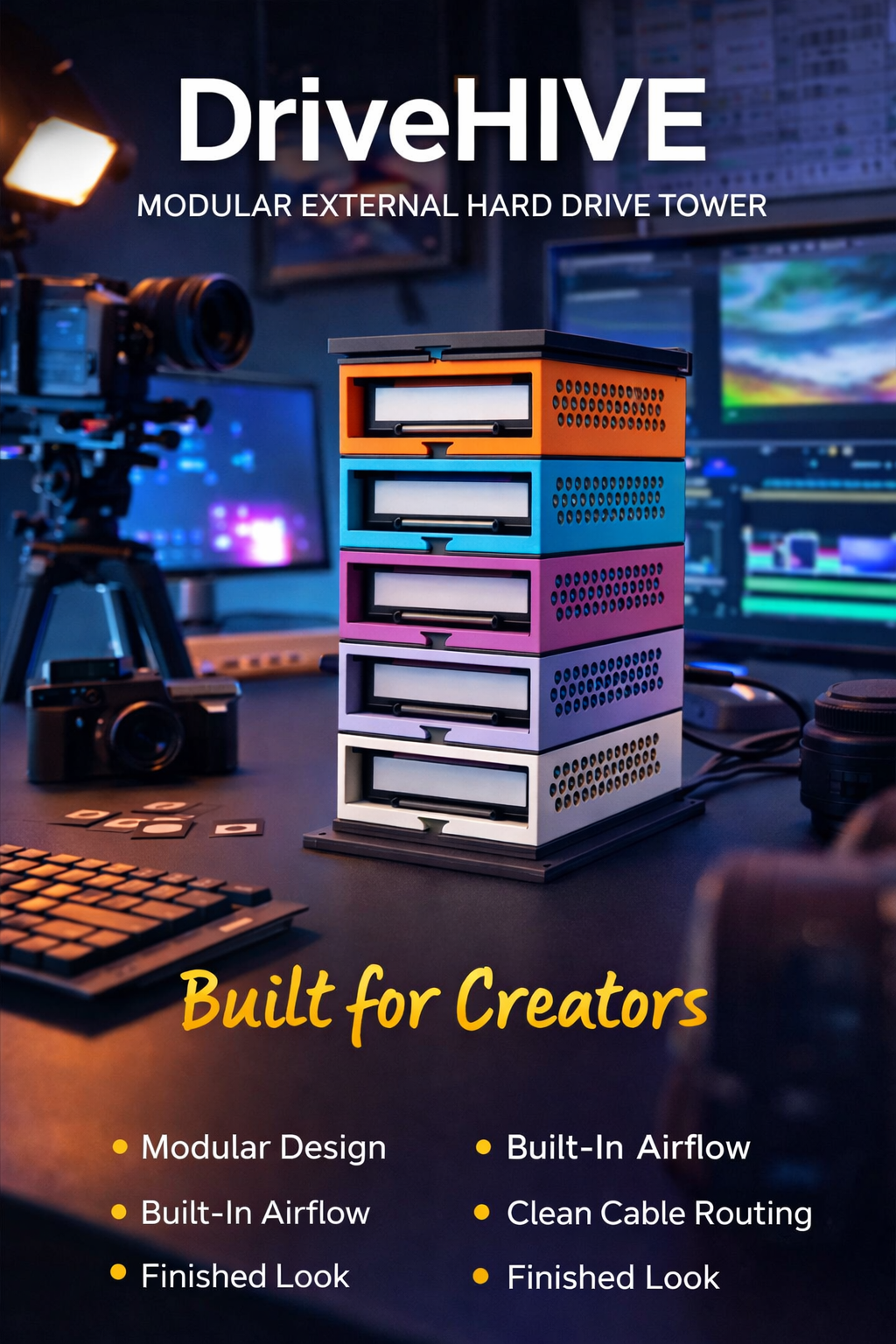 DriveHIVE: Modular External Hard Drive Organizer