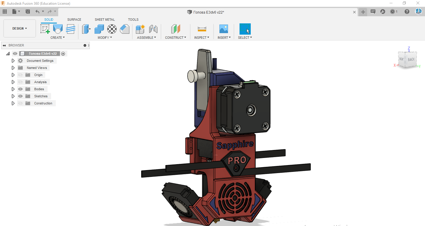 Print head direct e3d v6 Sapphire Pro