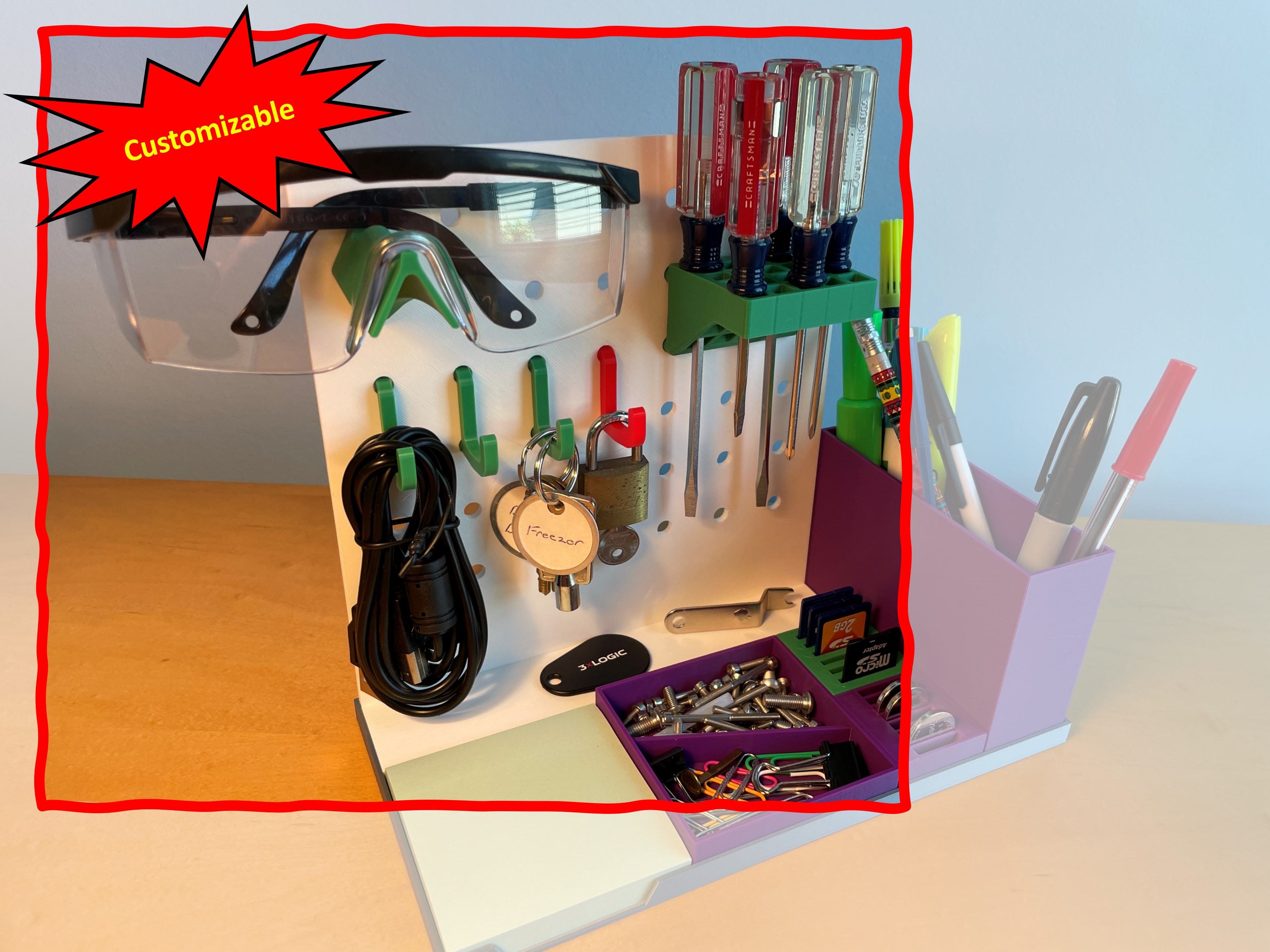 Daves Modular Organizer-Pegboard (Customizable)