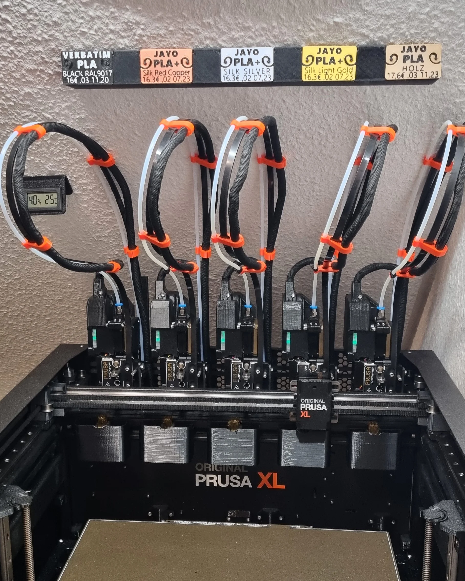 Filament label clip and holder for the Prusa XL | Filamentlabel und -halter für den Prusa XL