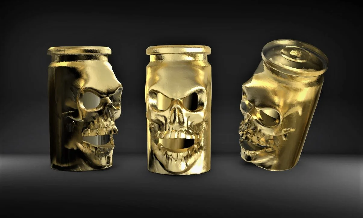 9mm 9x19 Skull Brass Case Bullet Scan