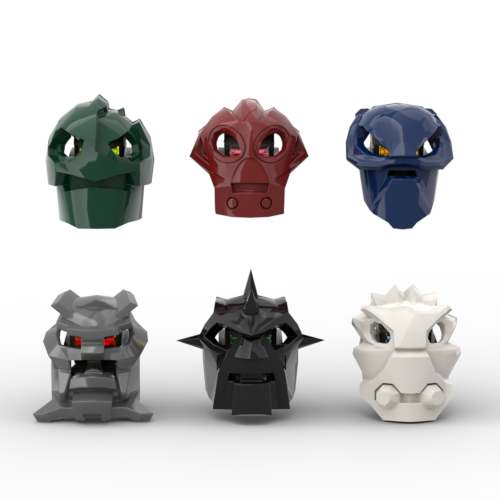 Bionicle heroes inika masks modded with axles