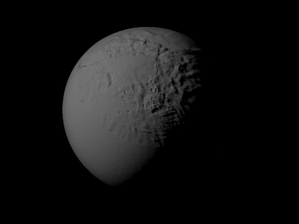 Miranda with known topography scaled one in ten million
