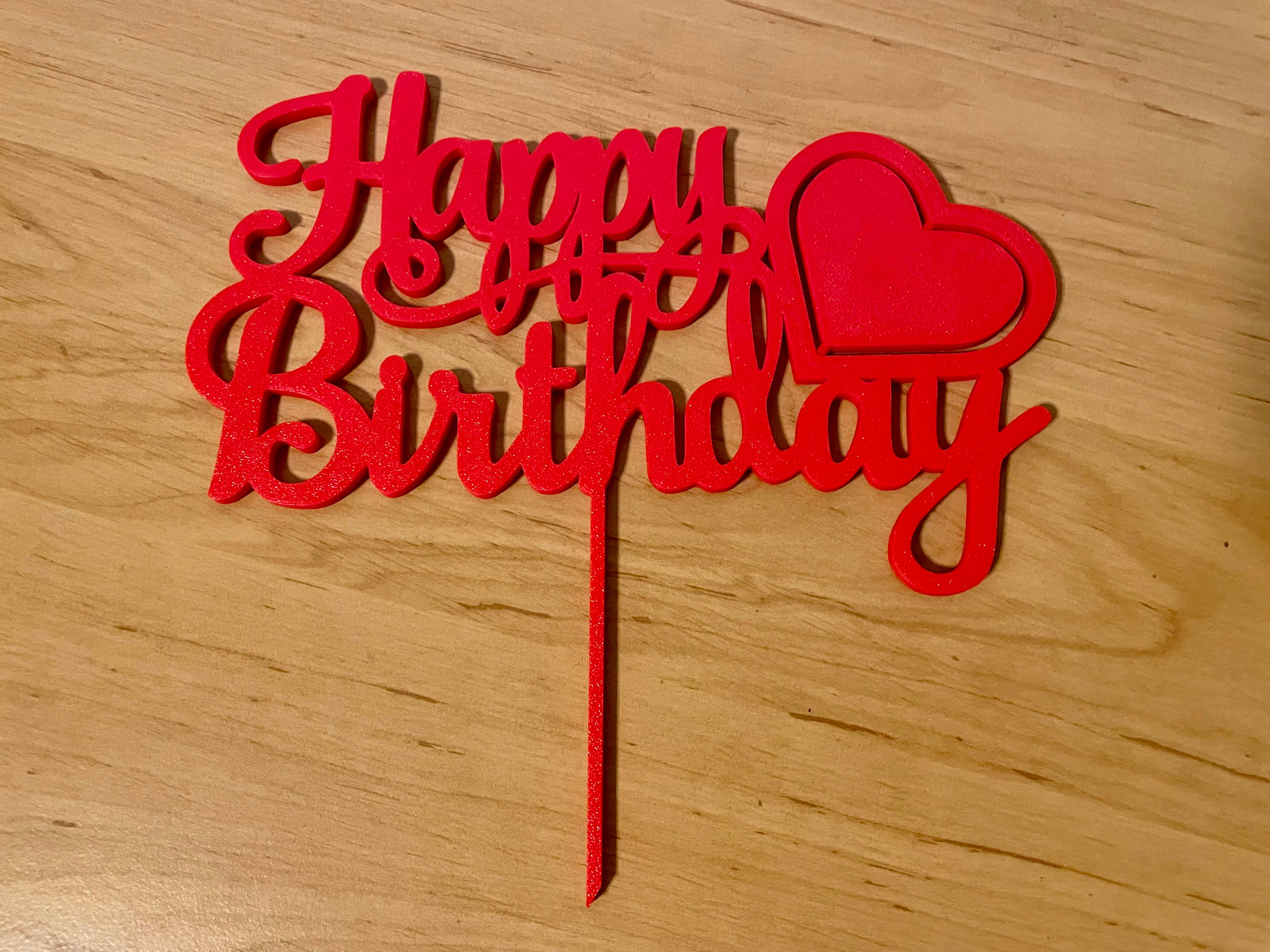 Cake topper "Happy Birthday" with spinning heart