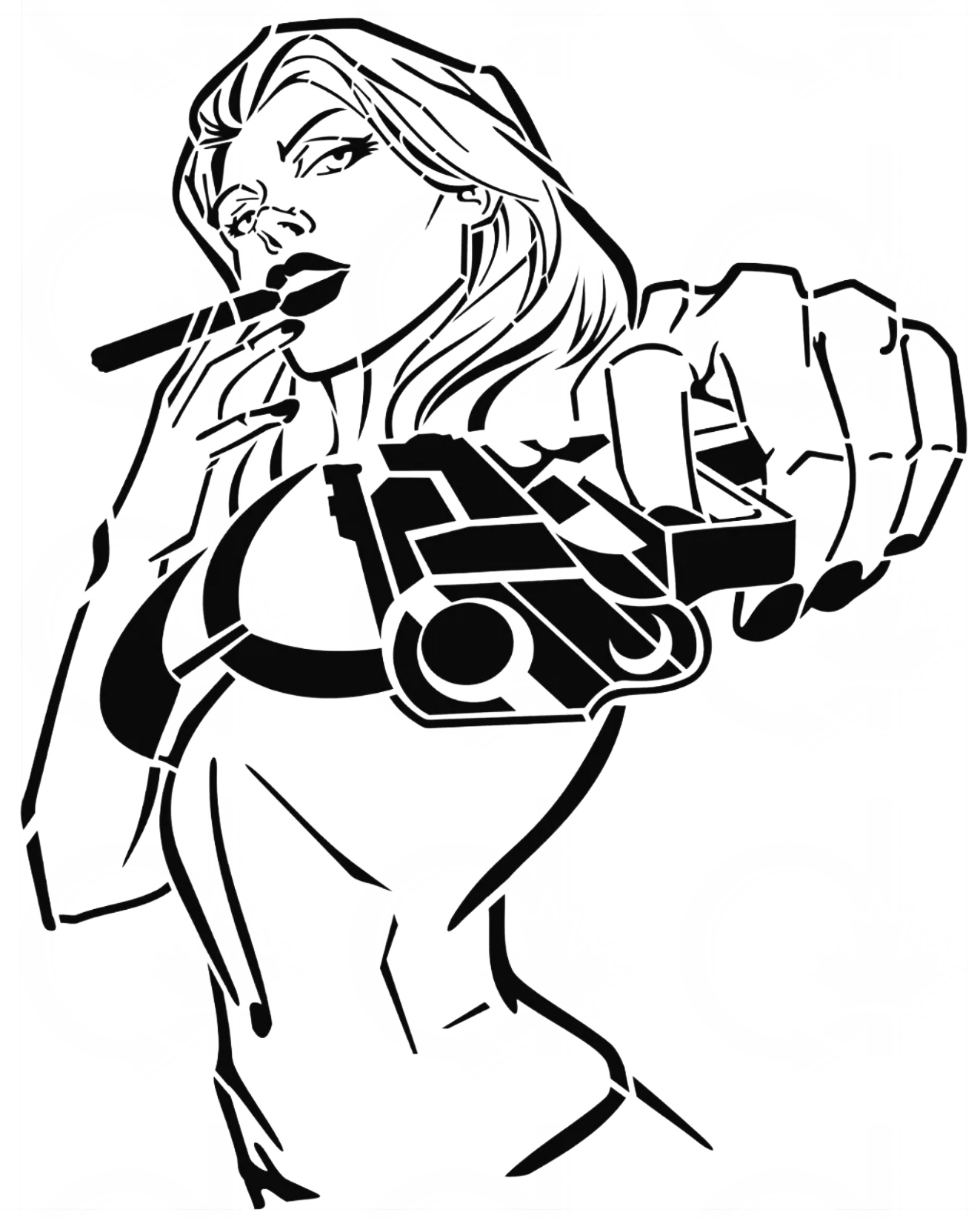 Gun Girl stencil 7