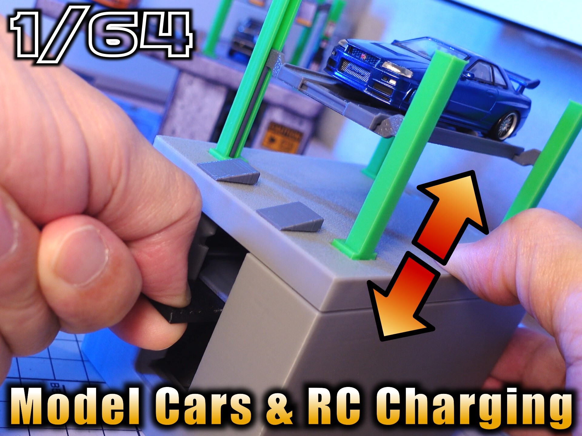 1/64 Working 4-Post Lift & RC Charging Stand (1/64 & 1/43) Free Sample