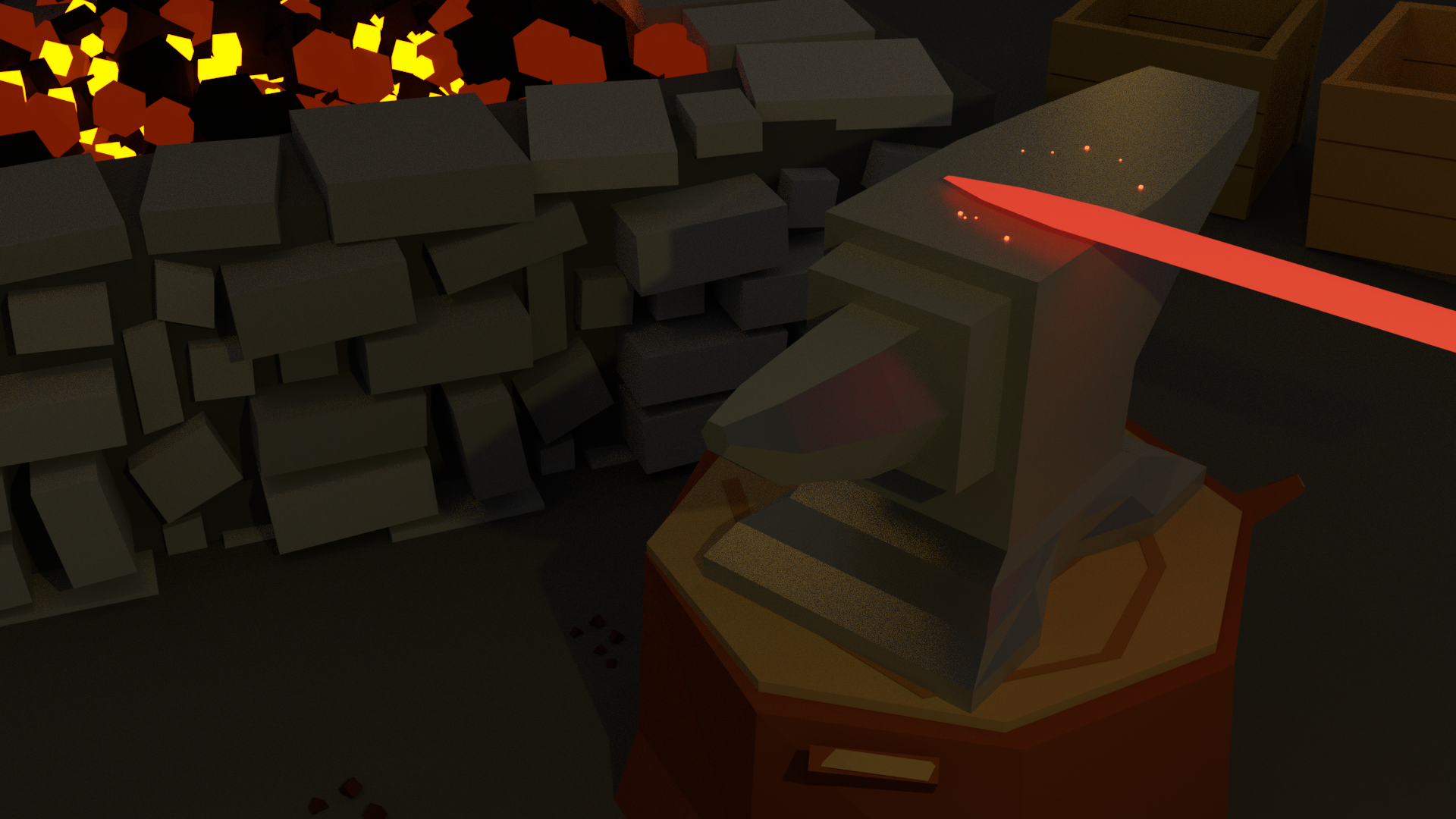Lo Poly Anvil (with background parts included)