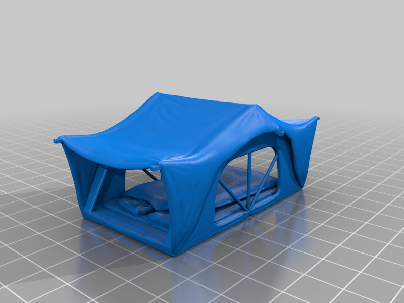 Rooftop tent opened with interieur