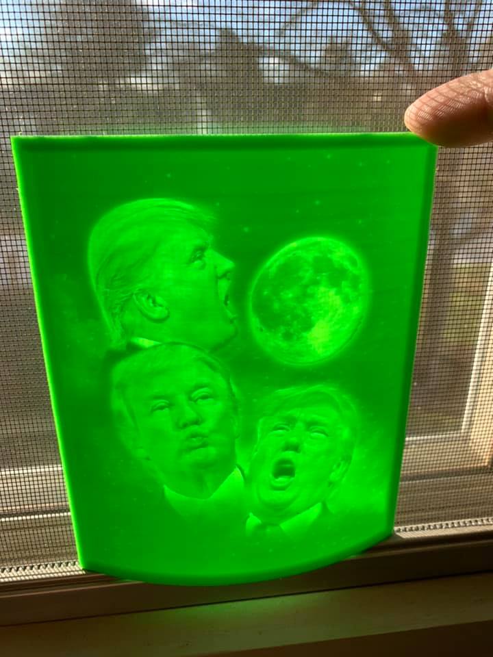 Three Trump Moon Lithophane - Curved