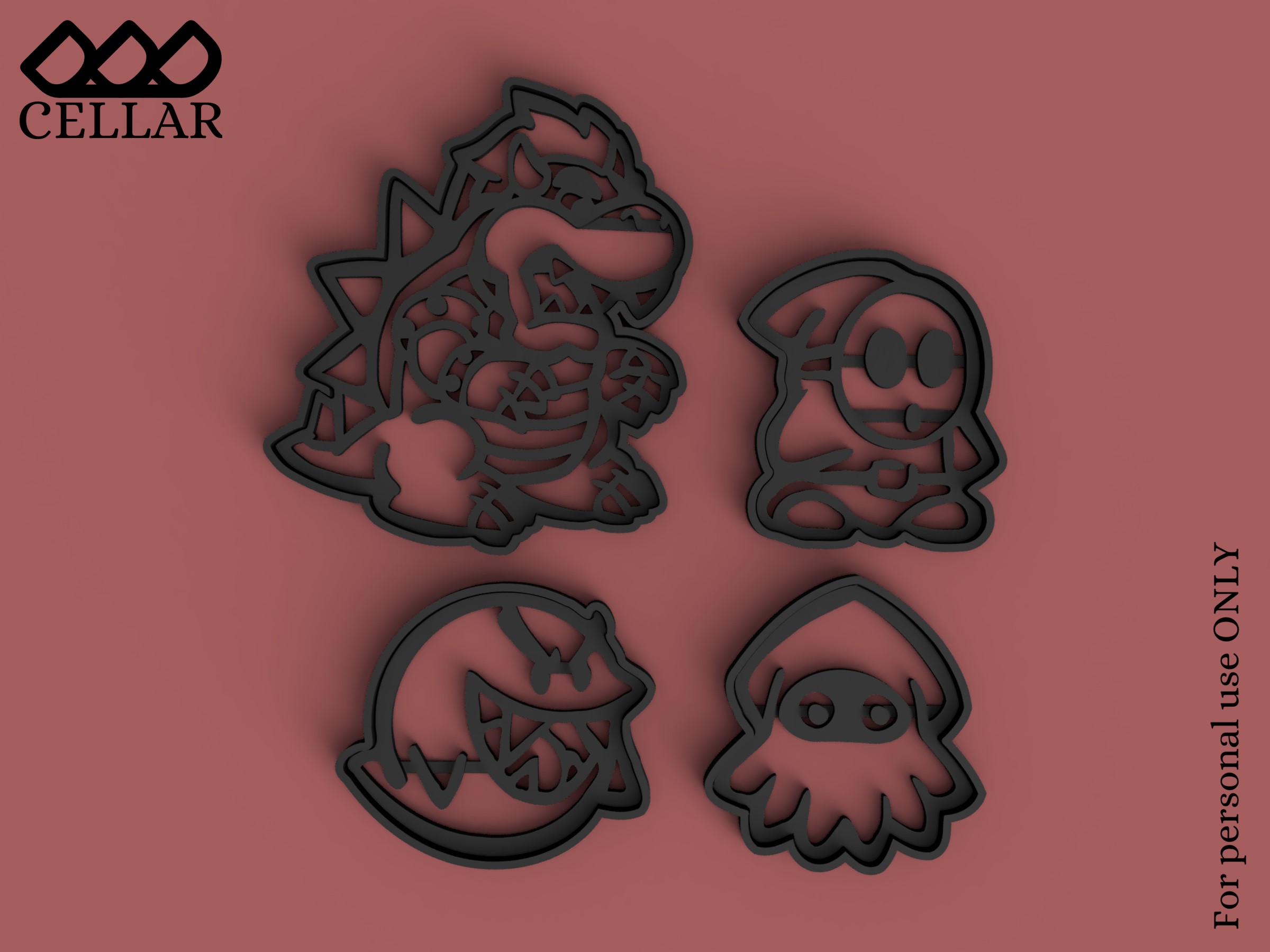 Video Game Inspired Cookie Cutters & Stampers - BOWSER&CO - Set 2
