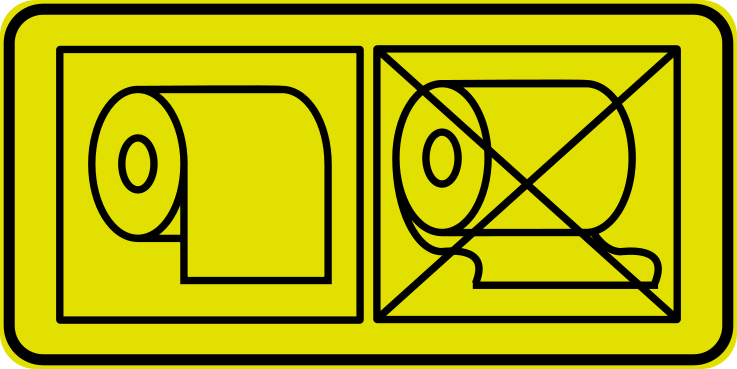 toilet paper correct position warning sign