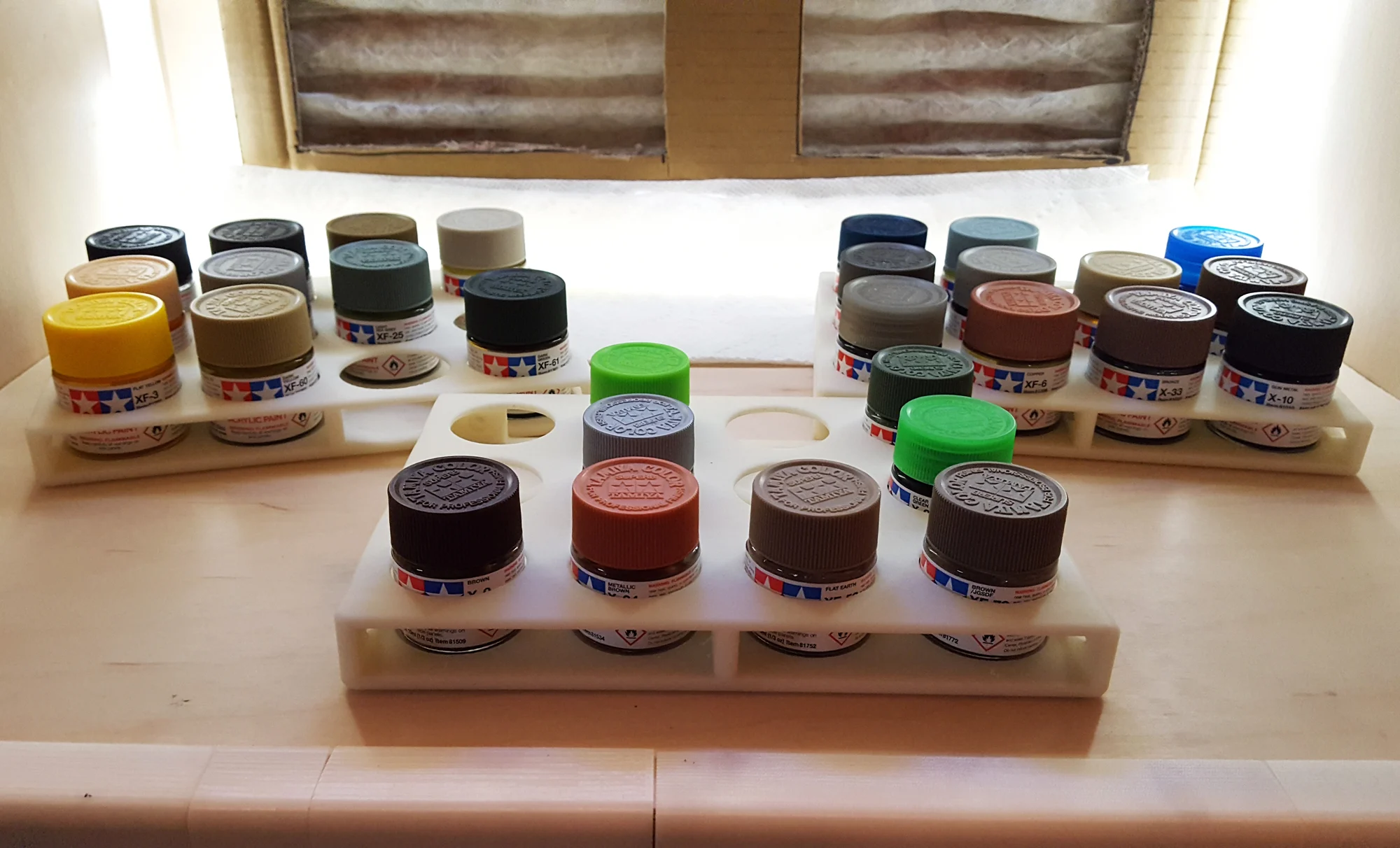 Tamiya Model Tabletop / Wall Mount Paint Bottle Organizer / Storage - 10ml, 23ml, 46ml