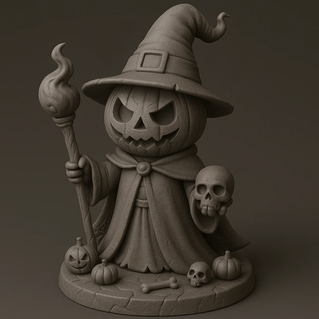 Pumpkin Warlock – Halloween Wizard Statue