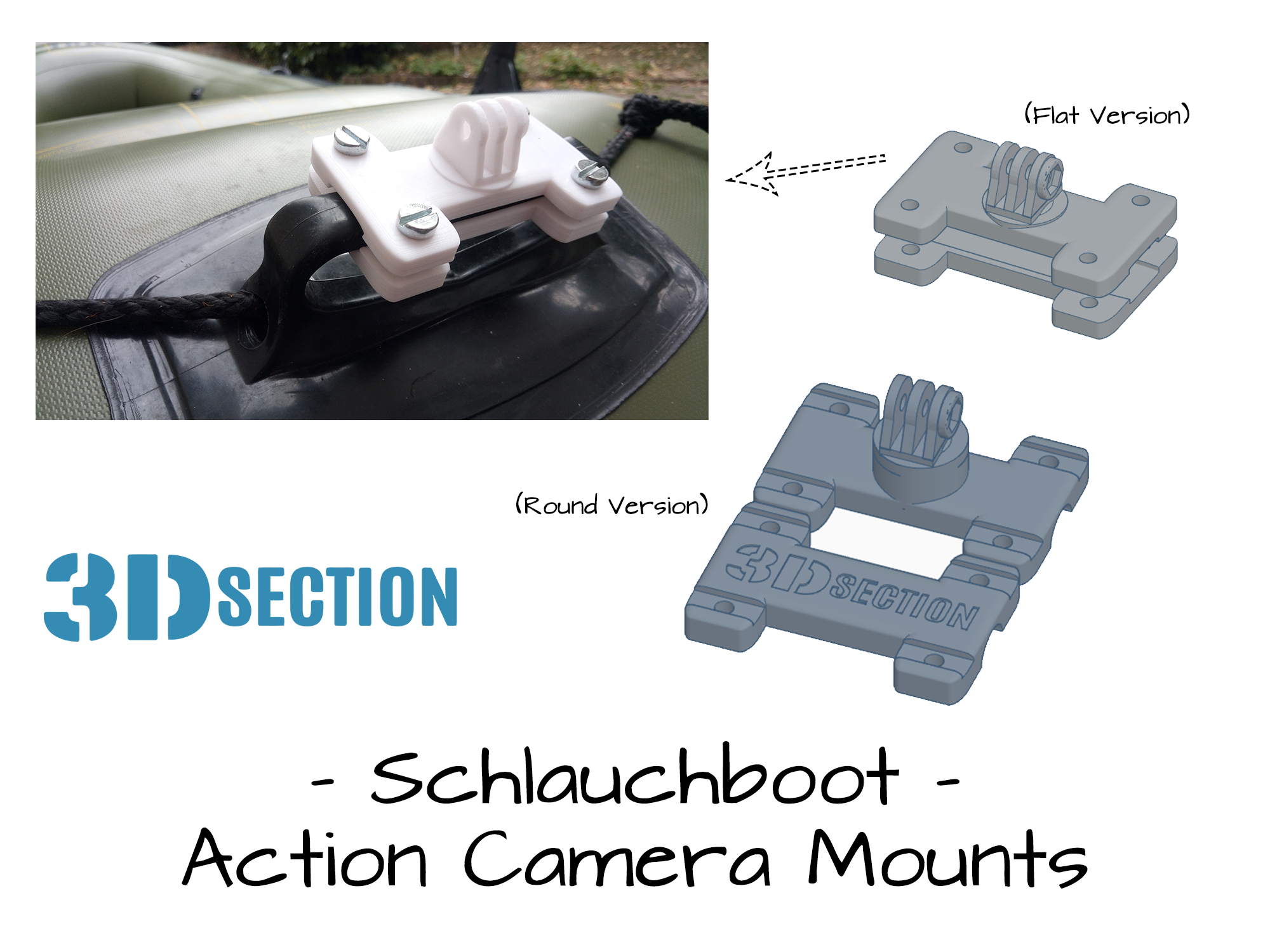 Dinghy Action Camera Mounts (Sevylor Schlauchboot)