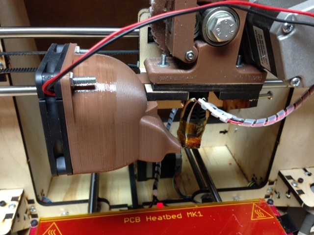 Extrusion cooling fan-holder/cowling for MakerFarm Prusa i3 - Version 3