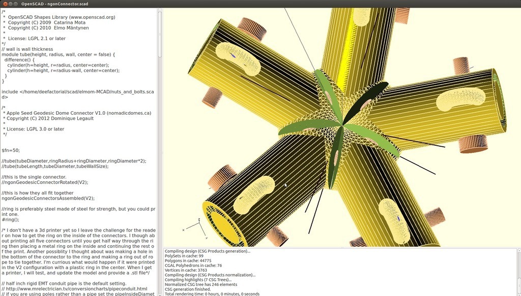 Apple Seed Geodesic Dome Connectors