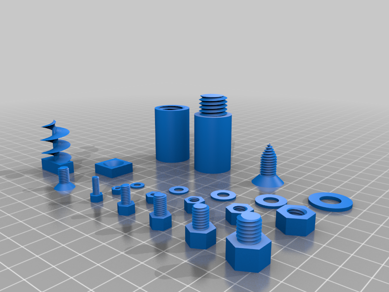 Screw Threads, Holes, Bolts, Nuts, and Rods Library