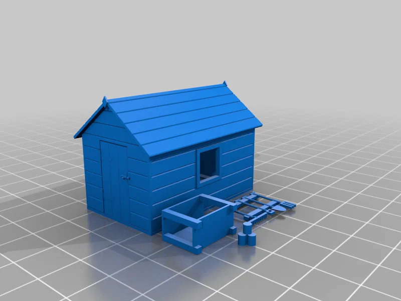 OO Gauge Garden Shed, Potting Bench and Tools
