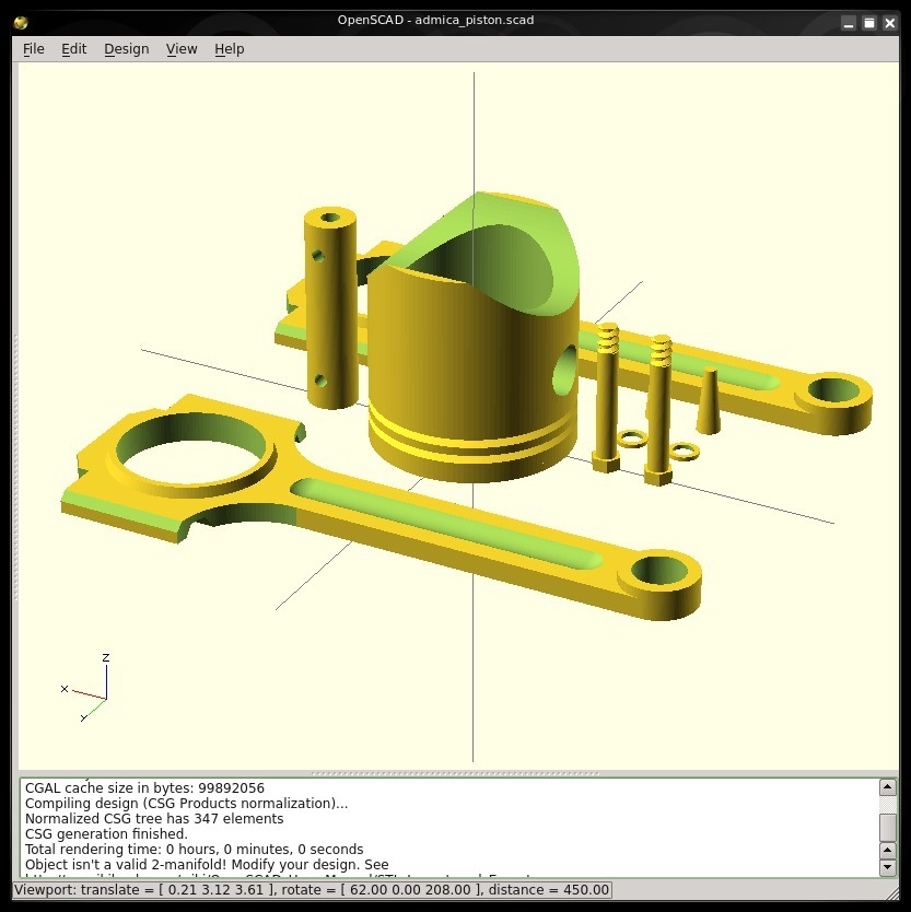 Piston and Rod with bolts, nuts, and pins included
