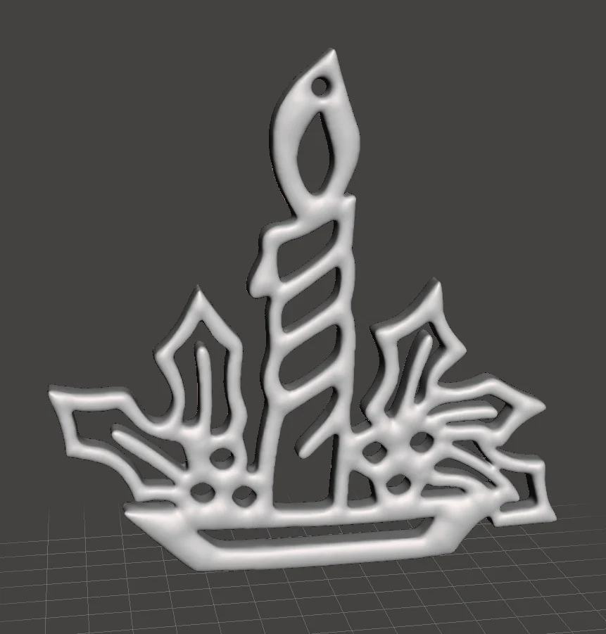 Christmas Tree Ornament - Candle with holly