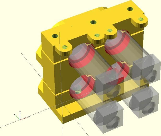 Quad JHead Adaptor for Dual i3 Bowden JHead Mount